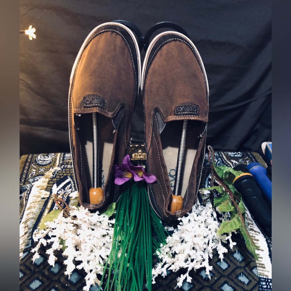 Crevo Brown Slip-On Canvas Loafers